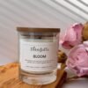 DitsyJaffa Bloom hand-poured candle in a glass jar with a wooden lid