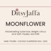 ditsyjaffa-Moonflower-candle-label.png Graphic image of DitsyJaffa product label for Moonflower scented candle featuring the fragrance notes and coconut rapeseed wax branding