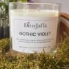 ditsyjaffa-gothic-violet-hand-poured-candle-close-up.jpg Close up of DitsyJaffa Gothic Violet hand-poured candle focusing on label
