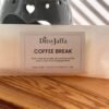Close up of DitsyJaffa Coffee Break hand-poured wax melt focusing on label