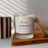 DitsyJaffa Coffee Break hand-poured candle in a glass jar with a wooden lid