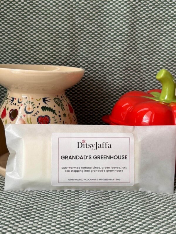 DitsyJaffa Grandad's Greenhouse hand-poured wax melt snap bar in glassine bag